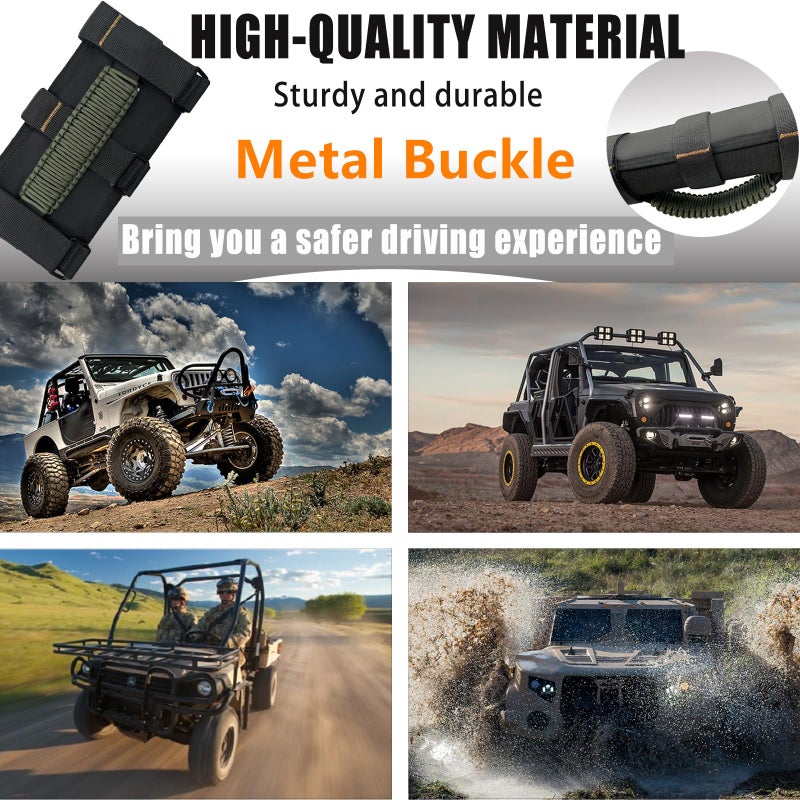 KKIKK Jeep Grab Handles 4 Pack Paracord Jeep Wrangler Roll Bar Grab Handles لـ JK TJ JL CJ YJ JKU JLU وGladiator JT Jeep Wrangler Hardware Handle for 2019 2020 2021 2022 2023 2024 Modle - Image 5